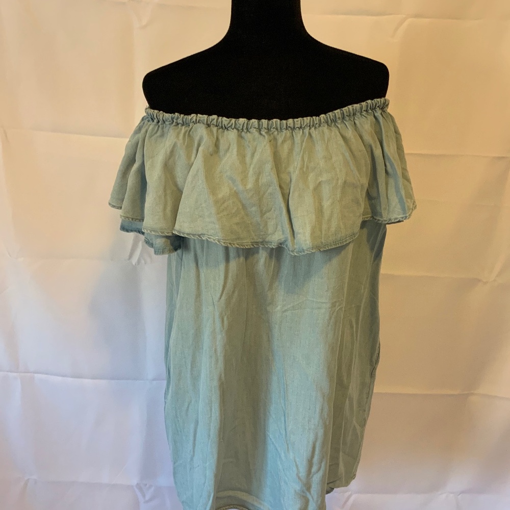 Off the shoulder denim dress